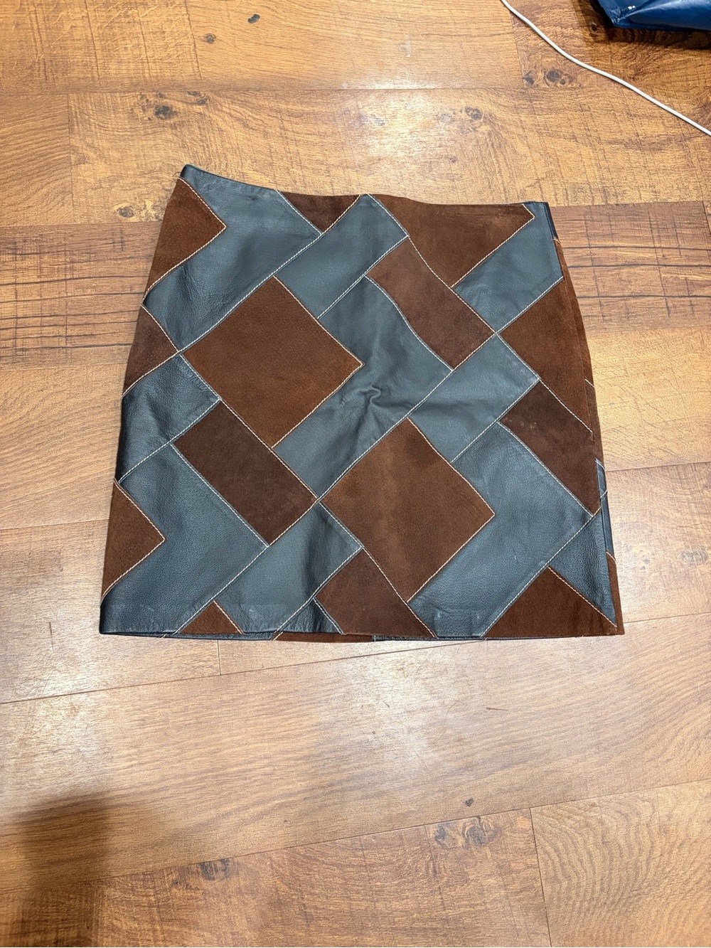 Laundry Leather and Suede Parchwork Mini Skirt